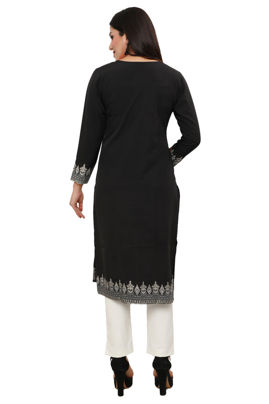 Black long indian kurtis for women