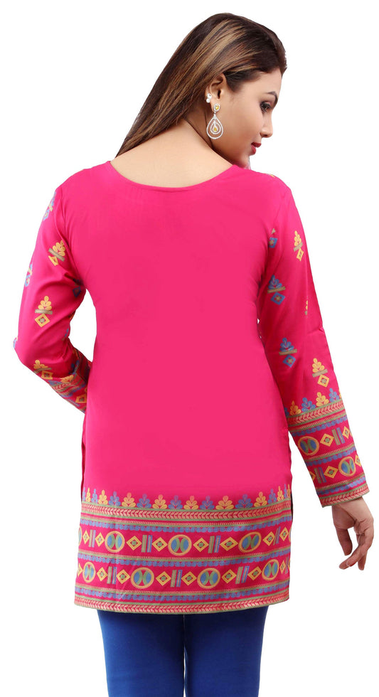 Pink short kurtis indian style