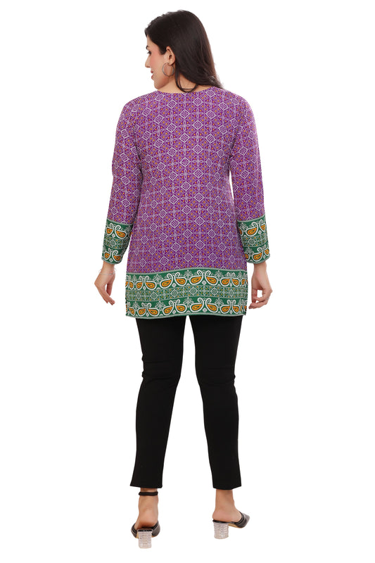 Beautiful Indian Ethnic Kurta - Purple Short Kurti for Women