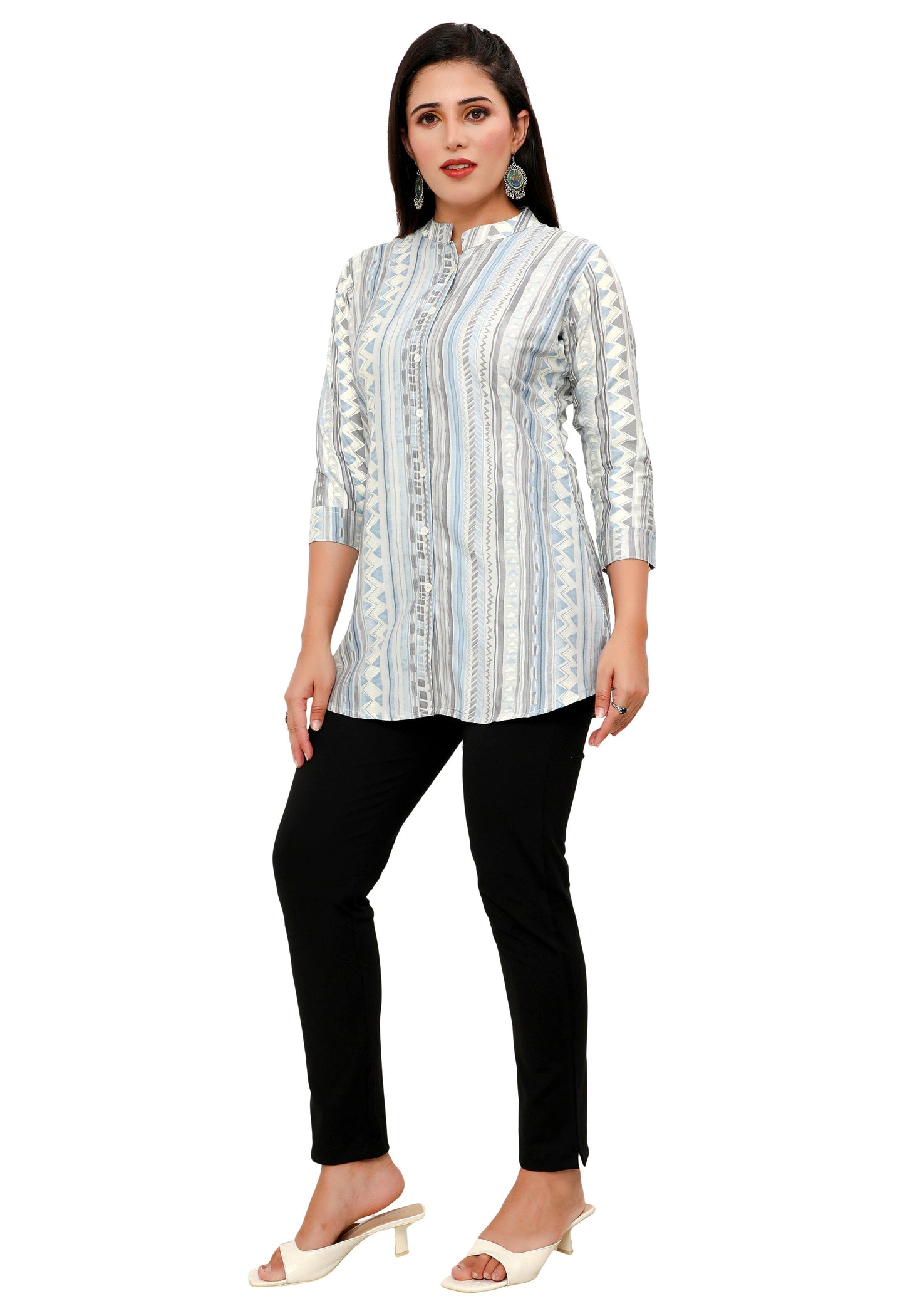 Grey short cotton kurtis for women