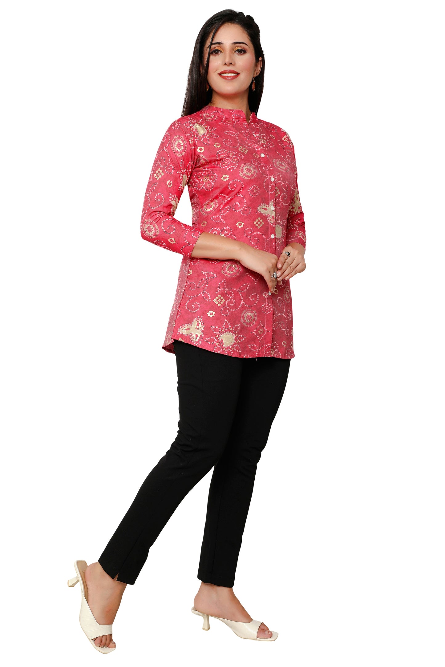 Red short cotton kurtis for women