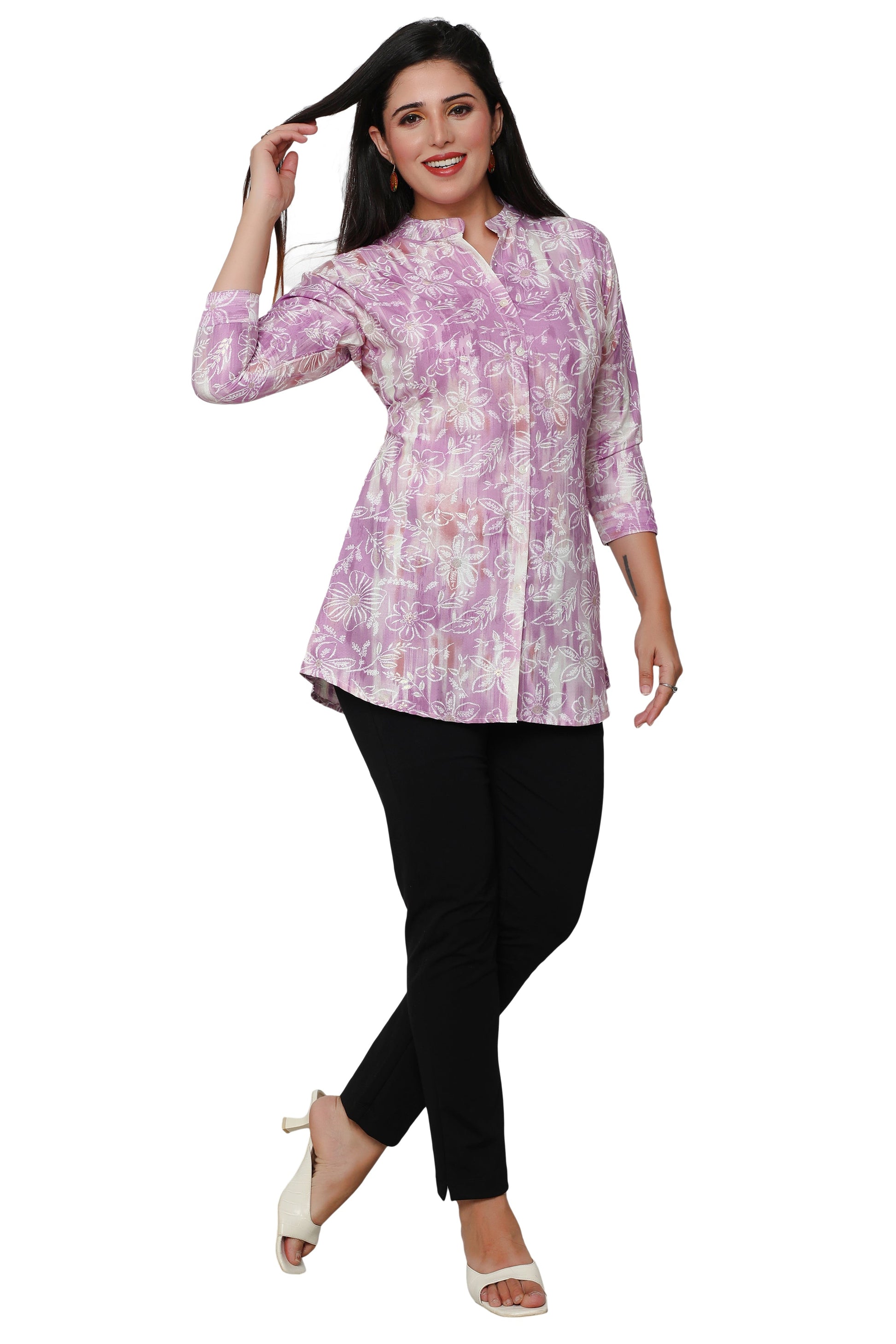 Purple short cotton kurtis for women