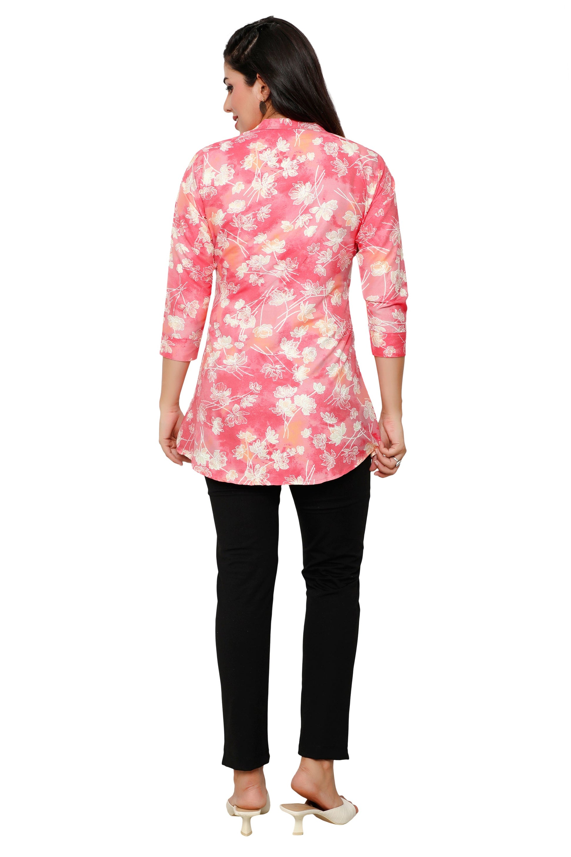 Pink short cotton kurtis for women