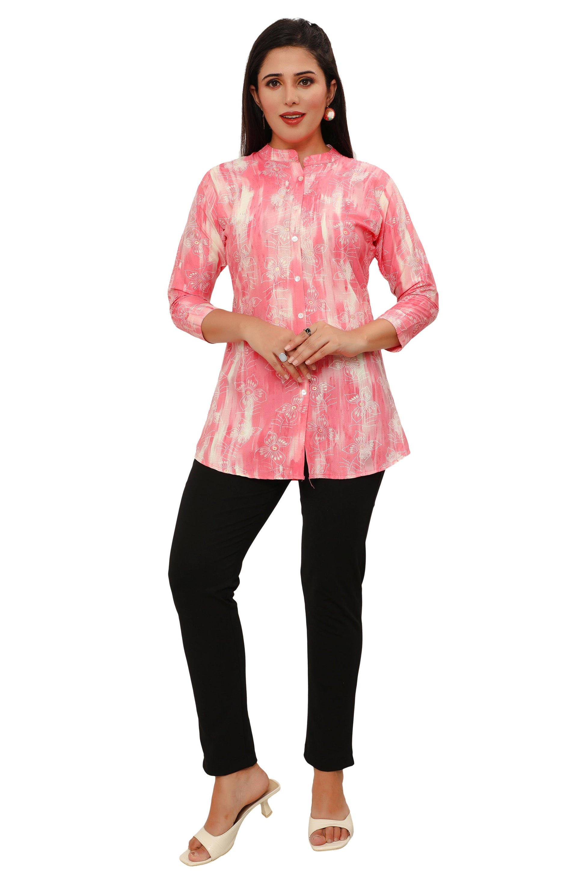 Pink short cotton kurtis for women