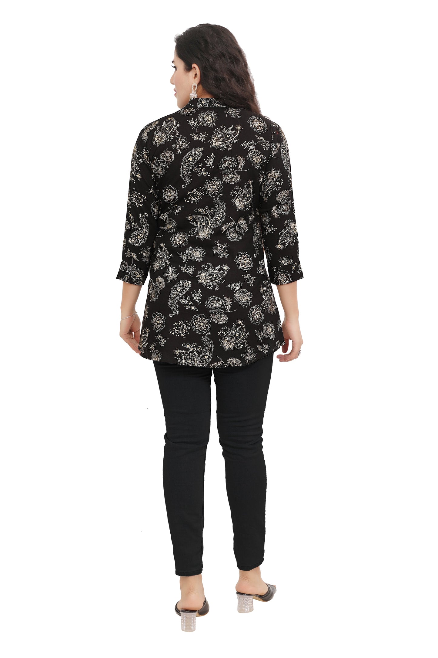 Black short cotton kurtis for women