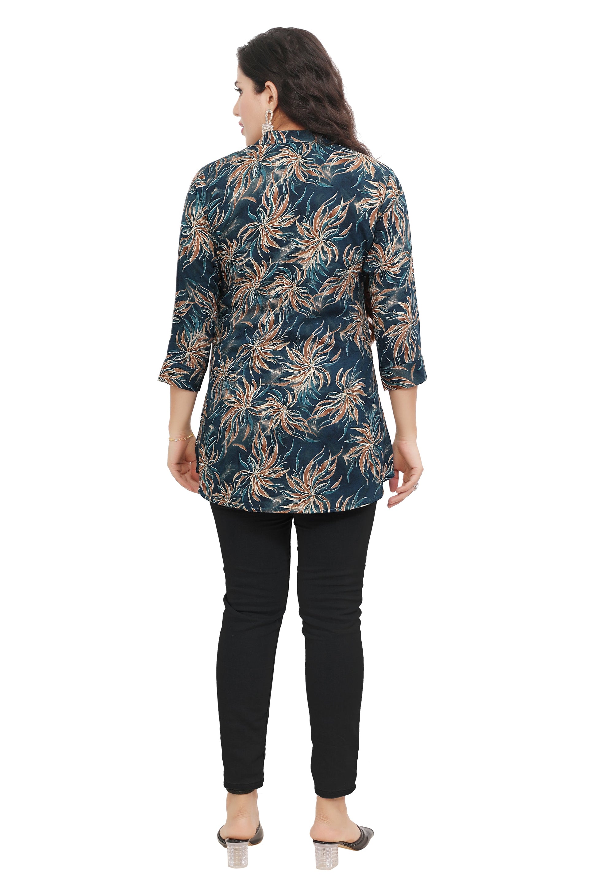 Teal Blue short cotton kurtis for women