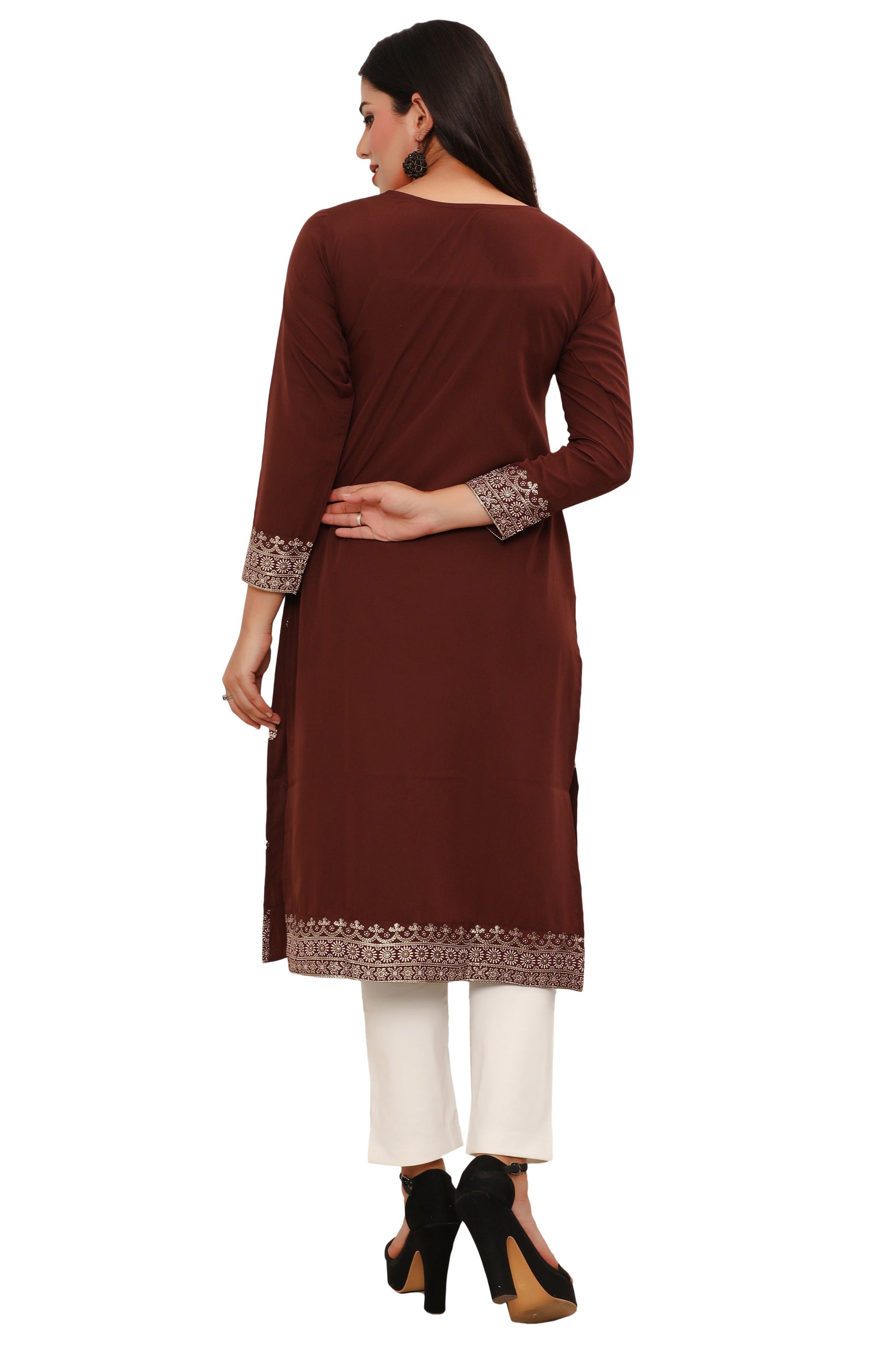 Brown long indian kurtis for women