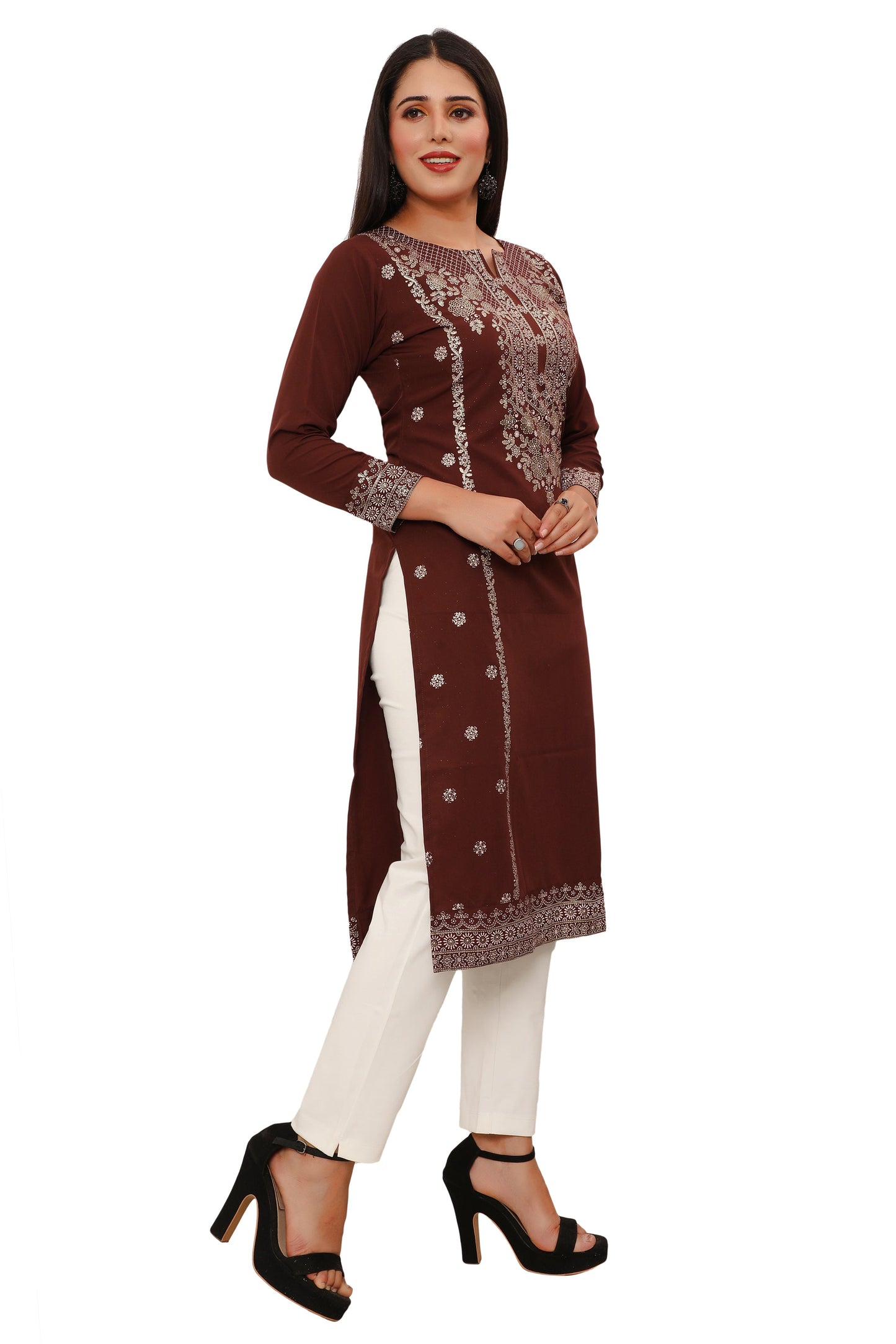 Brown long indian kurtis for women
