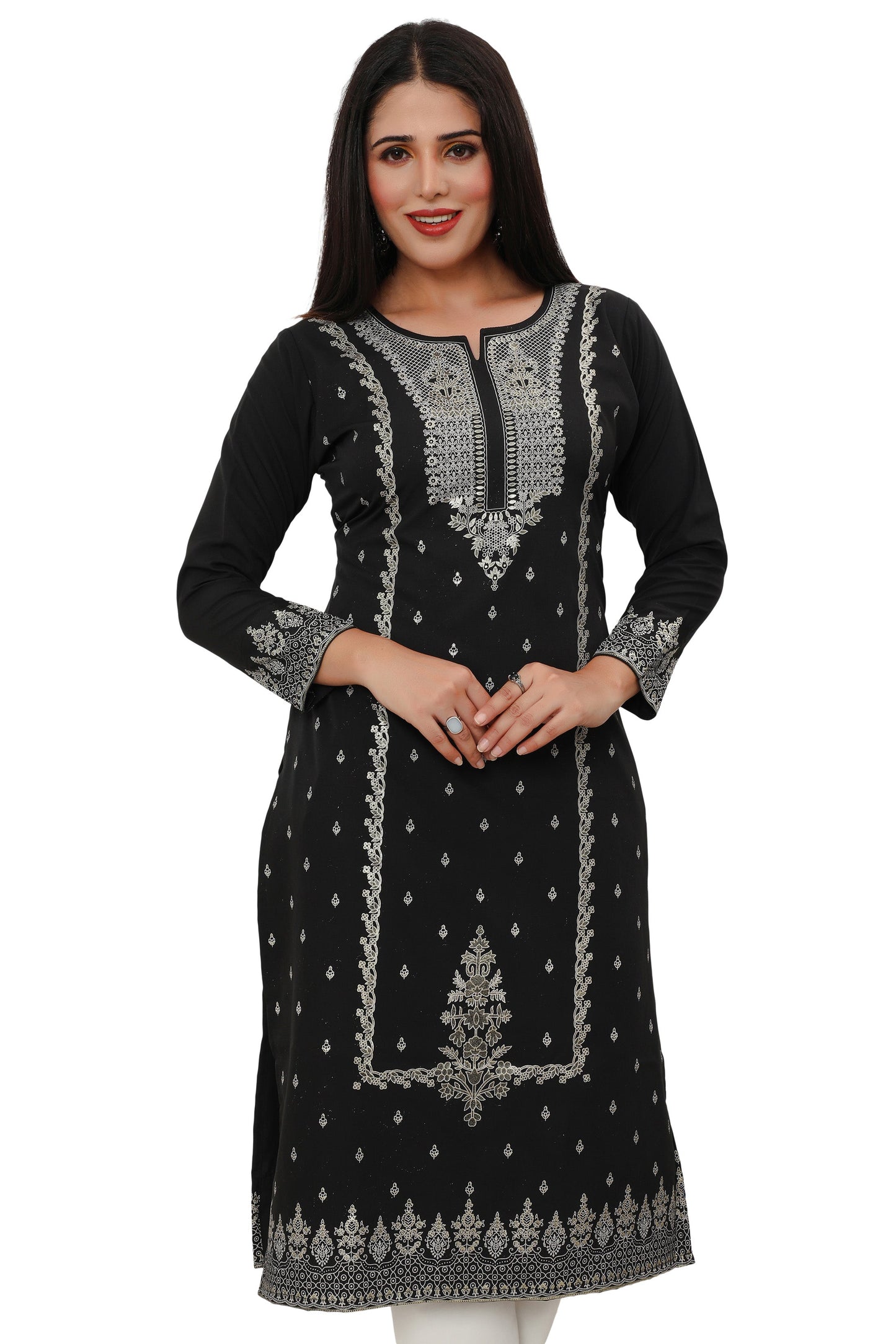 Black long indian kurtis for women