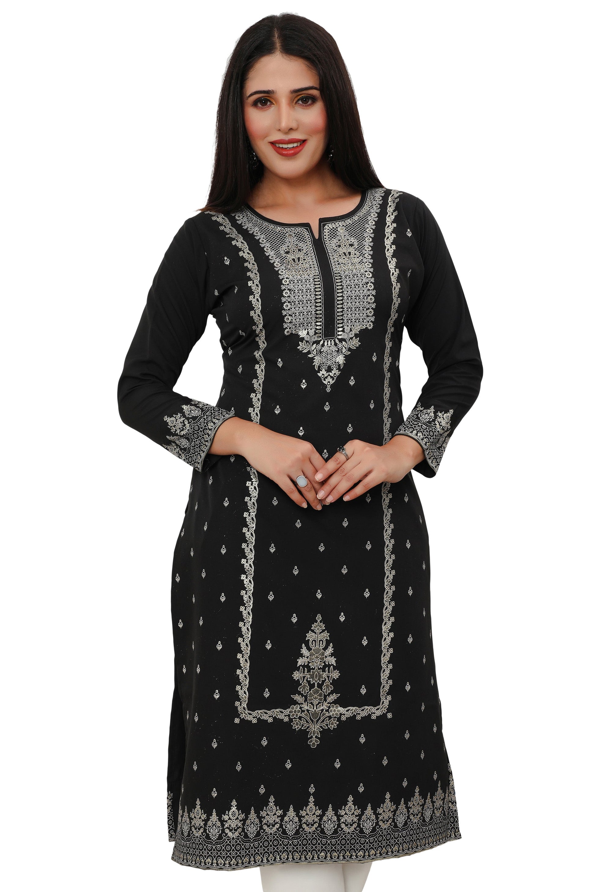 Black long indian kurtis for women