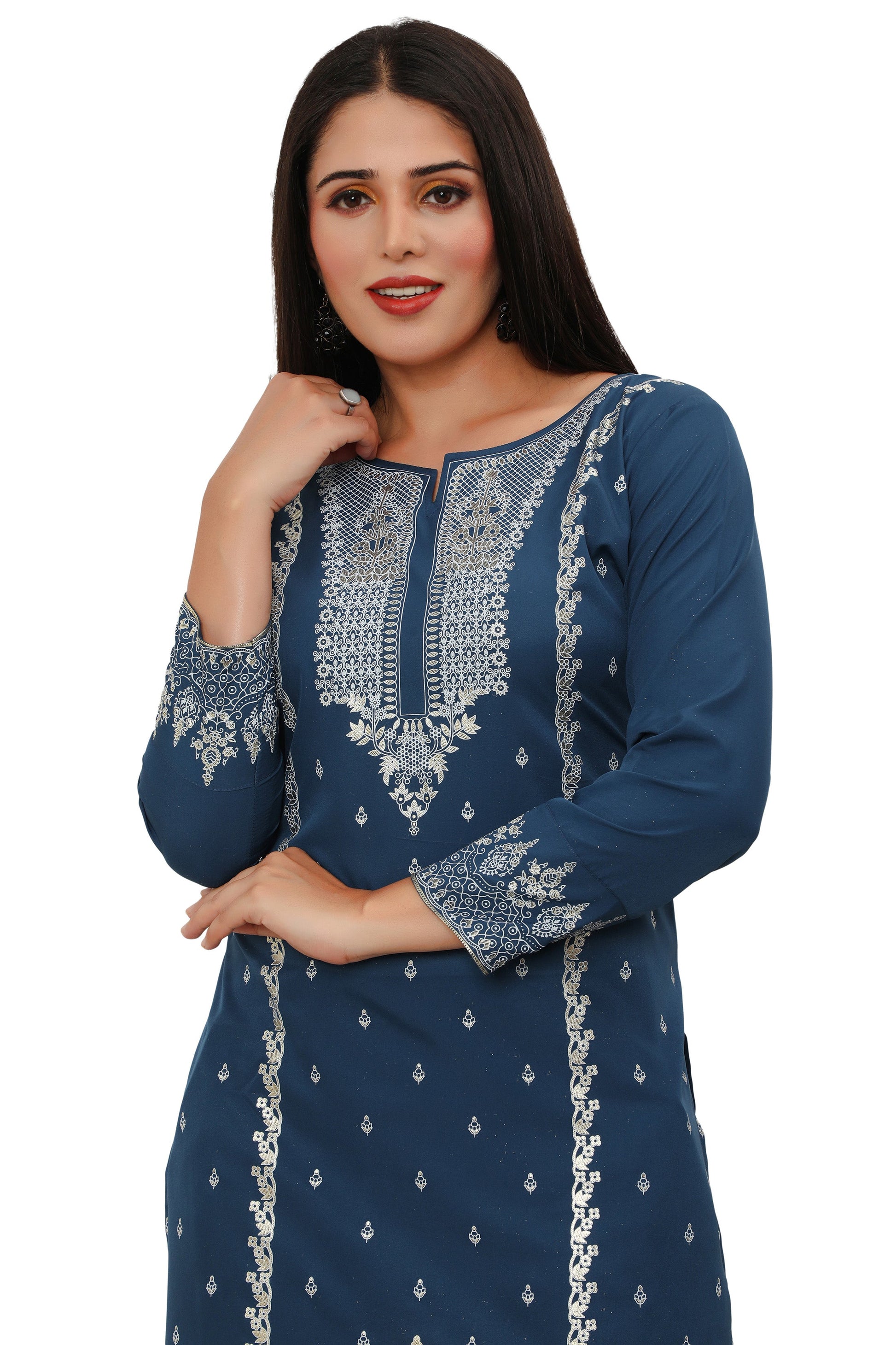 Blue long indian kurtis for women