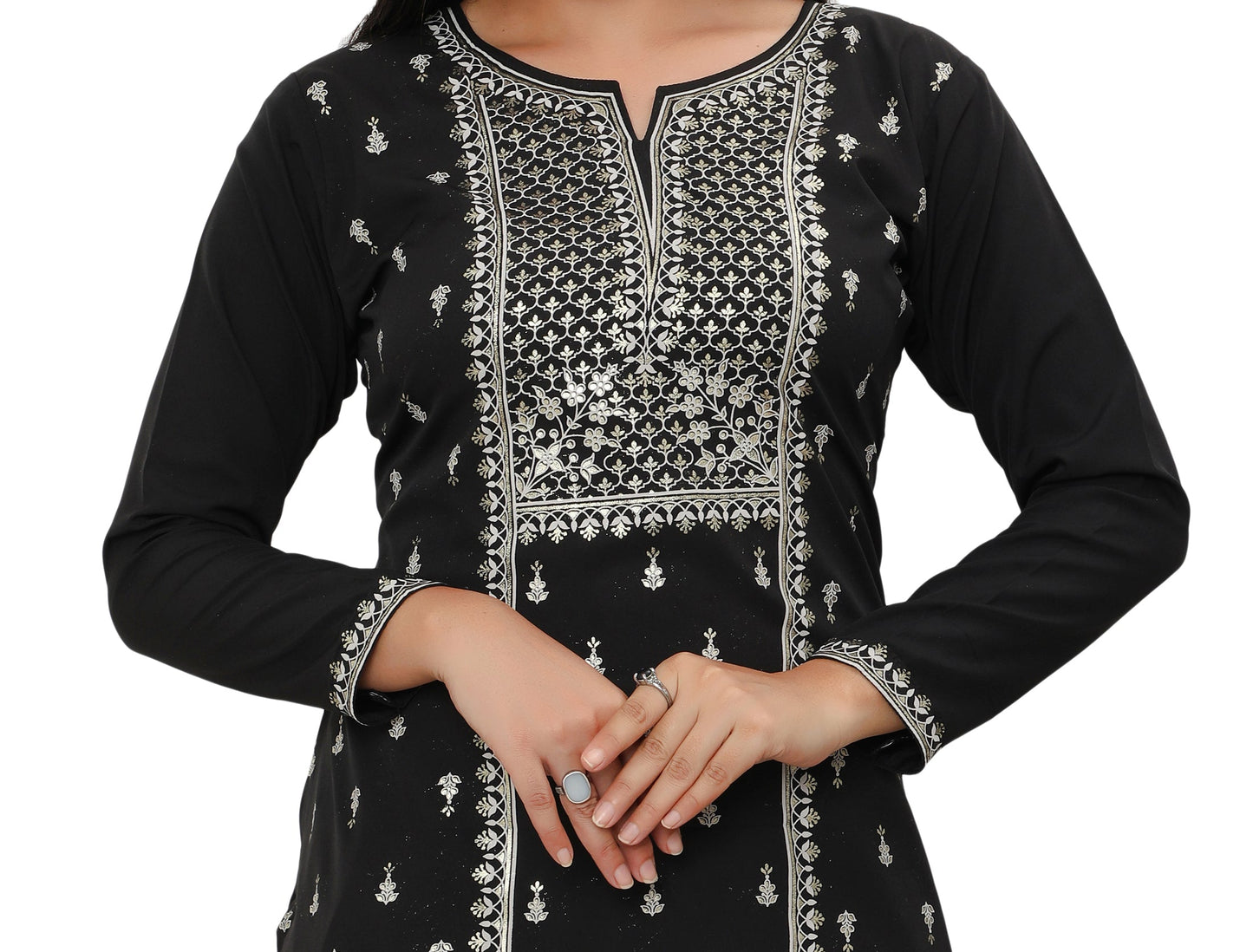 Black long indian kurtis for women