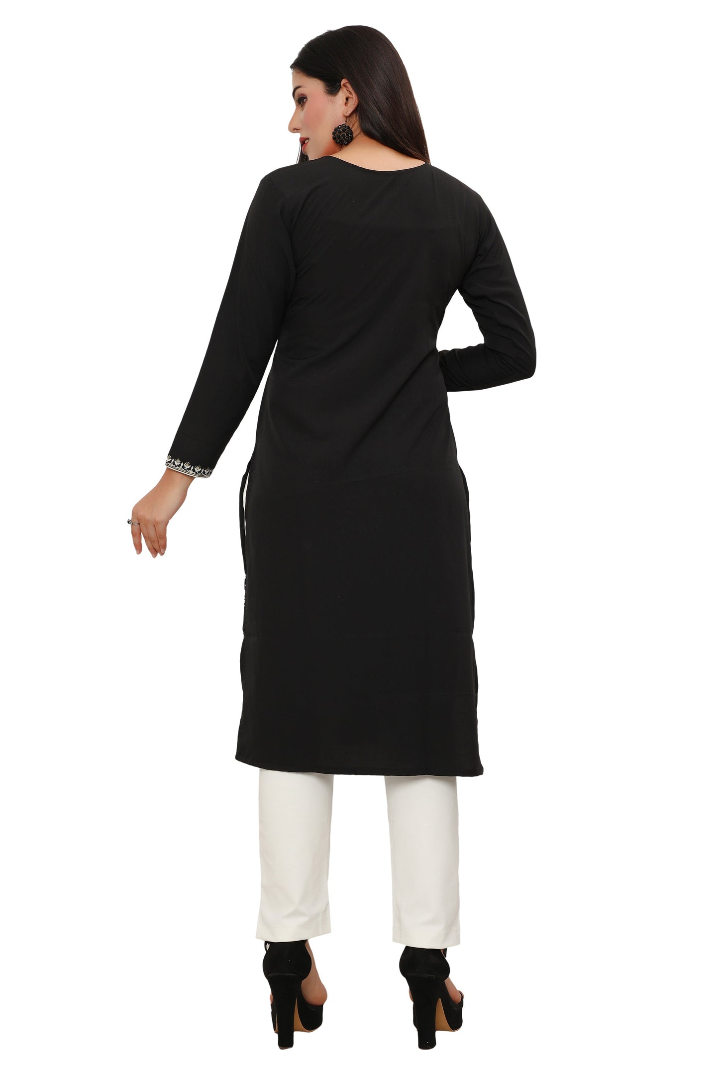 Black long indian kurtis for women