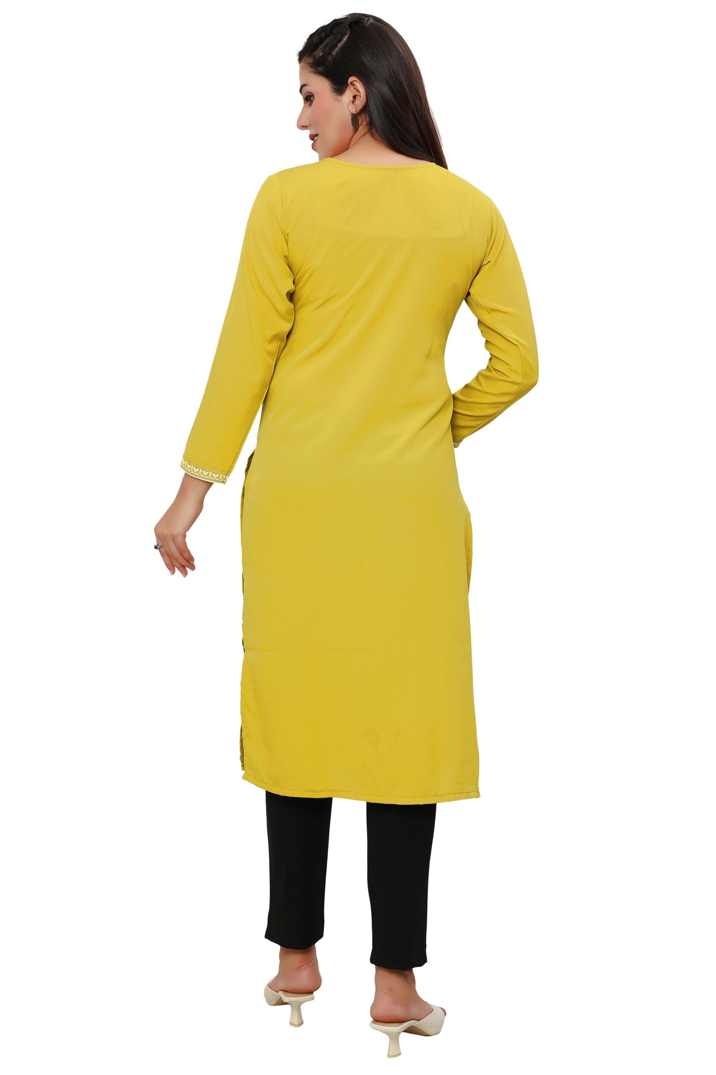 Yellow long indian kurtis for women