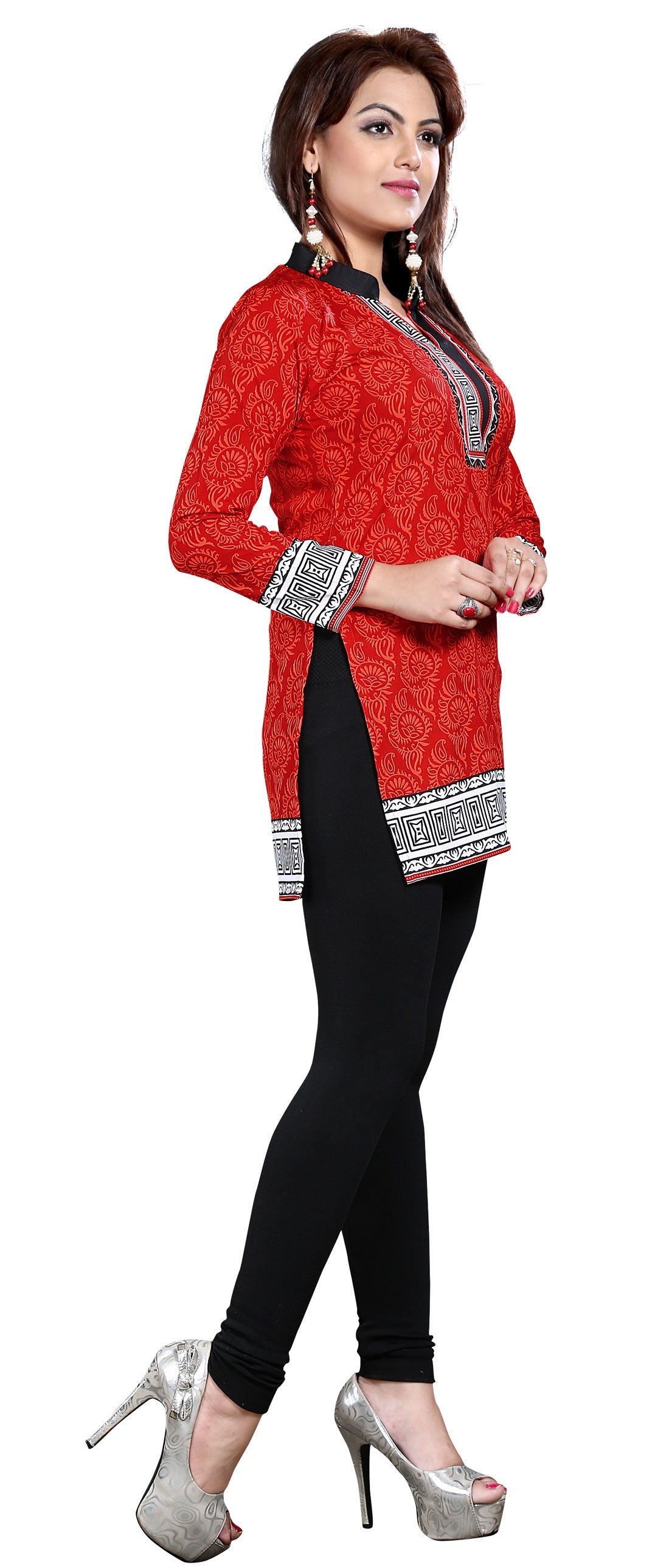 Red short kurti for women