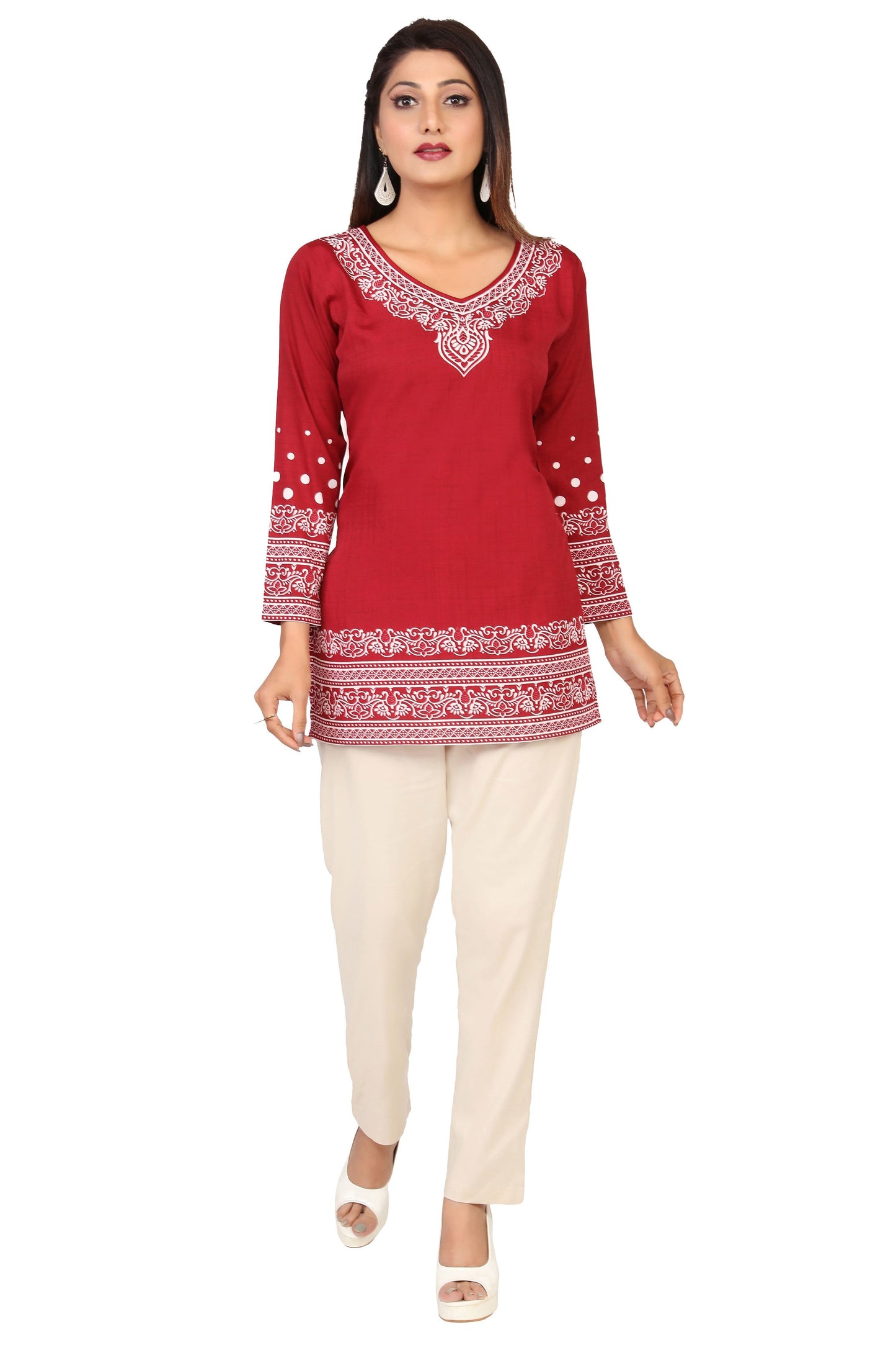 Maroon short kurti for women