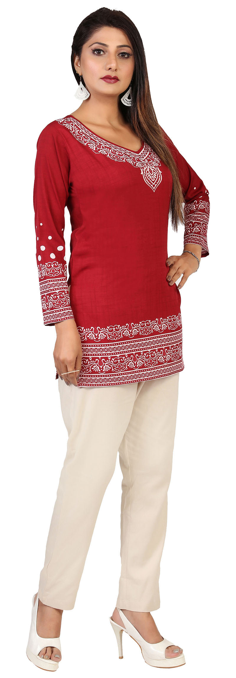 Maroon short kurti for women