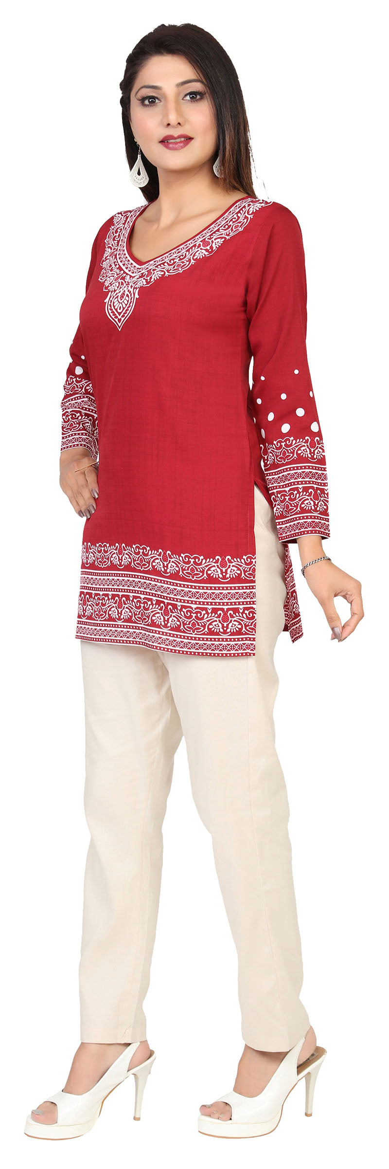 Maroon short kurti for women