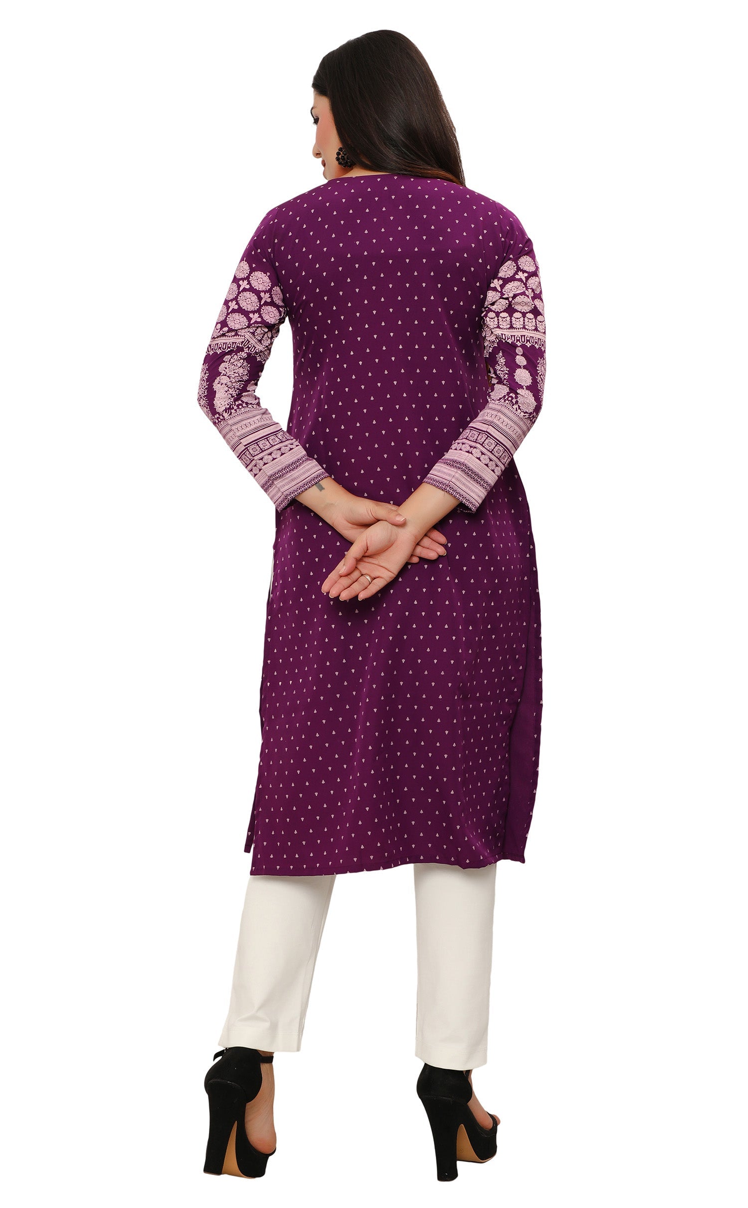 Purple long indian kurta tunic top for women