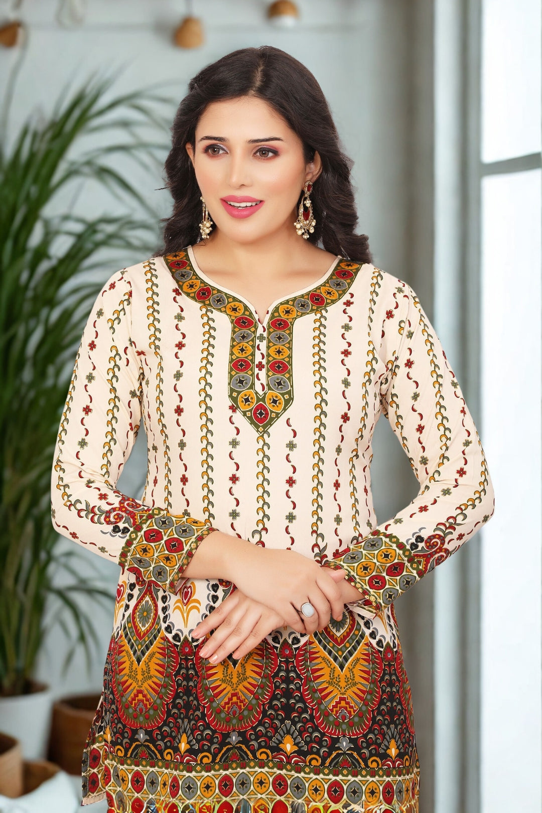 Stylish Off-White Short Kurti for Women - Perfect Indian Kurti Top
