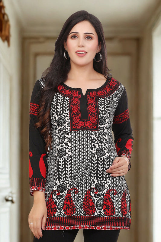 Short Kurtis for Women Online Elegant Black Tunic Tops from India