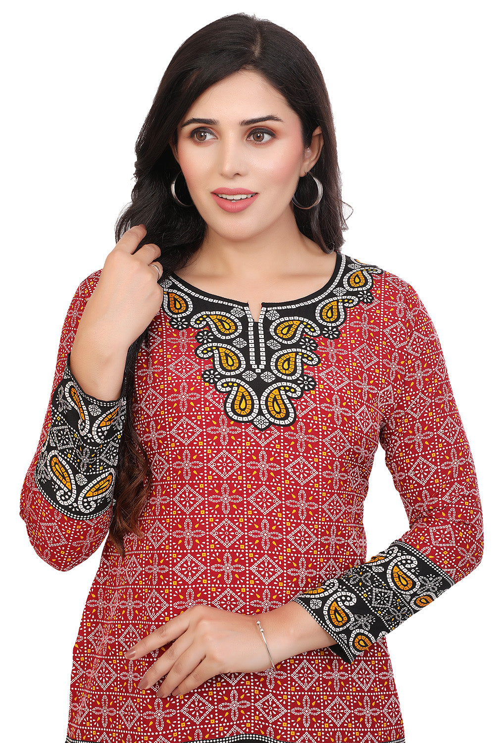 Chic Fashion Kurta India - Elegant Red Short Kurti for Women