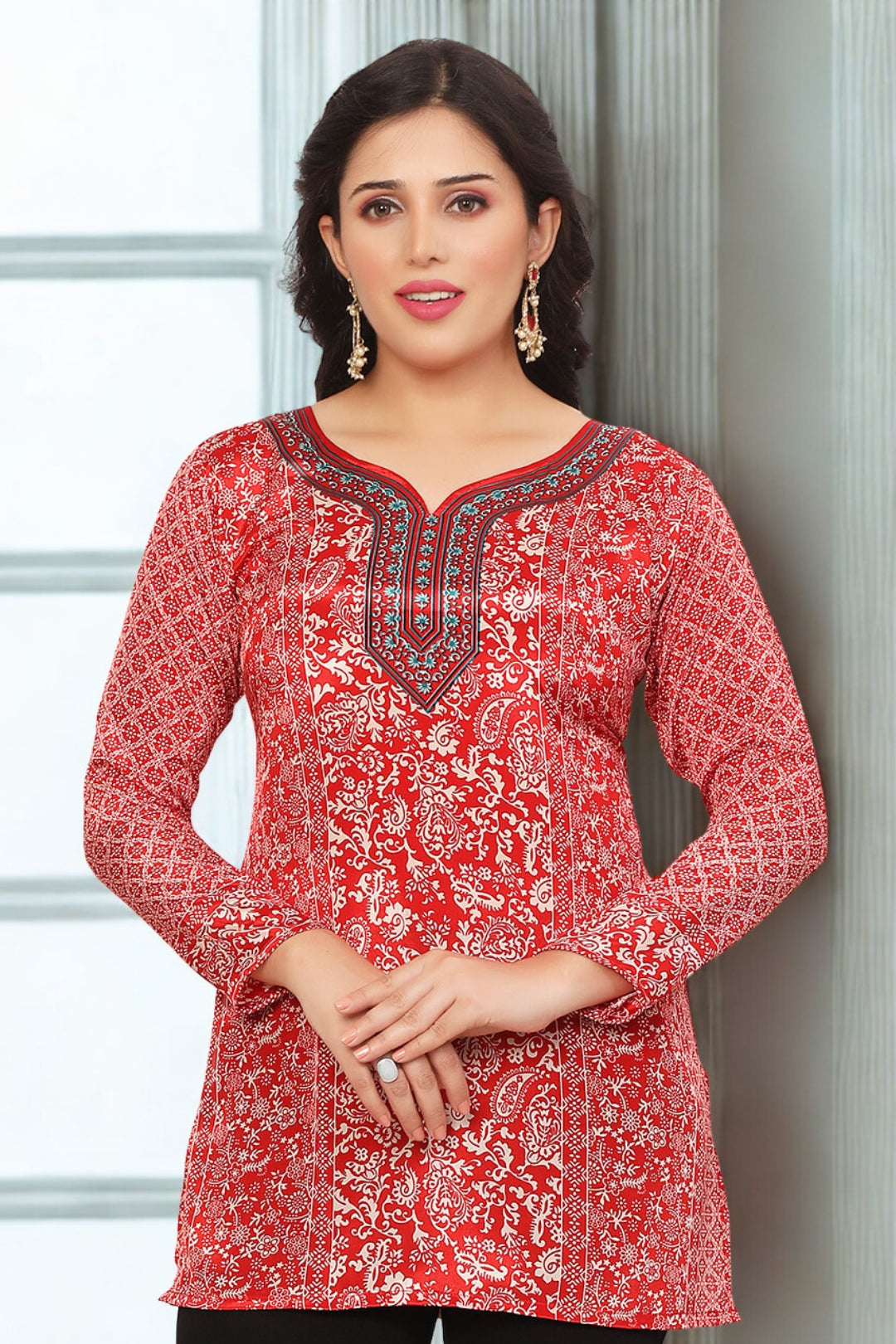 Elegant Red Indian Kurta - Trendy Ethnic Wear Online