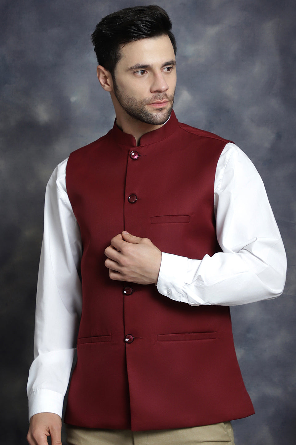 Maroon Indian Waistcoat for men