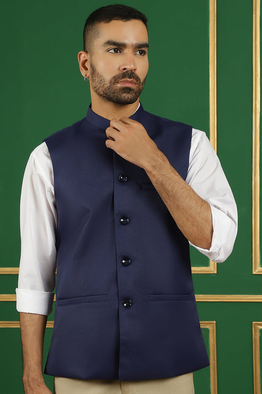Navy Blue Indian Waistcoat for men
