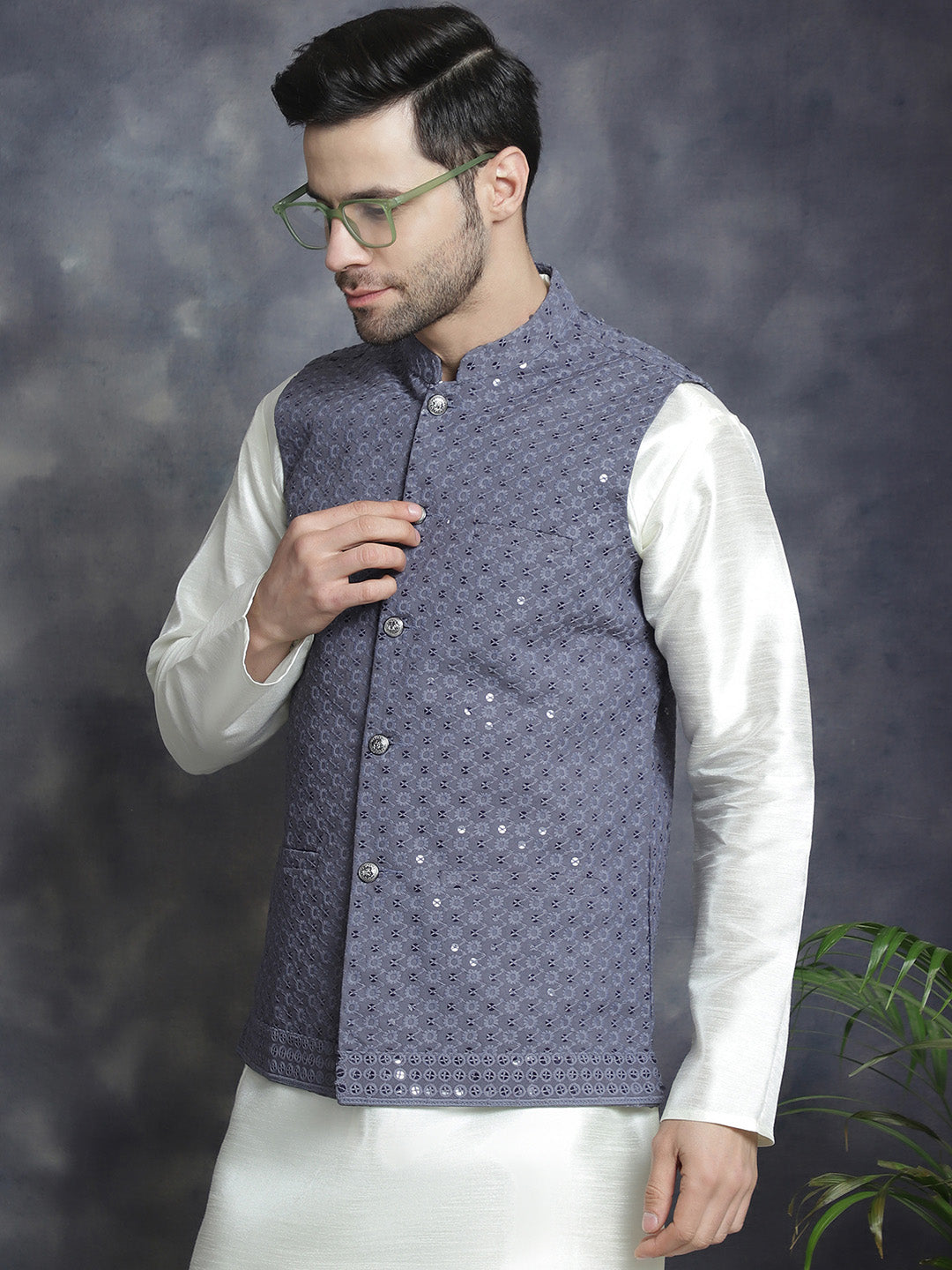 Grey Indian Waistcoat for Men