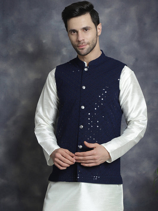 Navy Blue Indian Vest for men