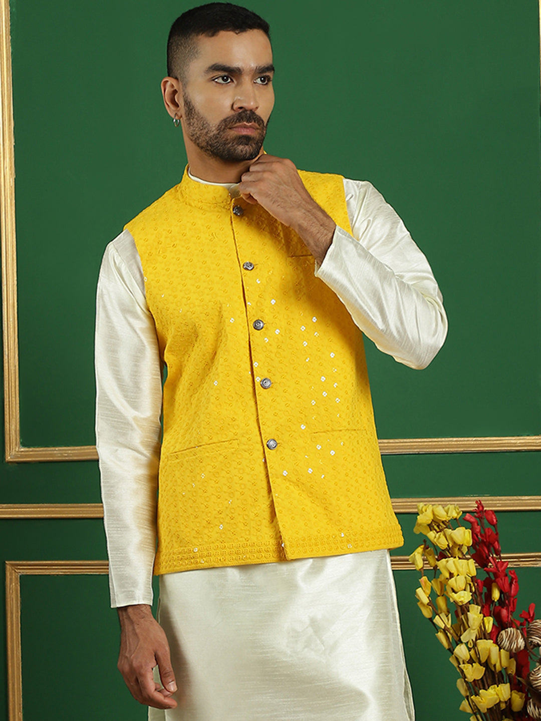 Yellow Indian Vest for men