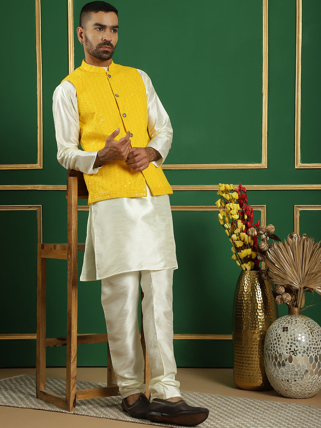 Yellow Indian Waistcoat for Men